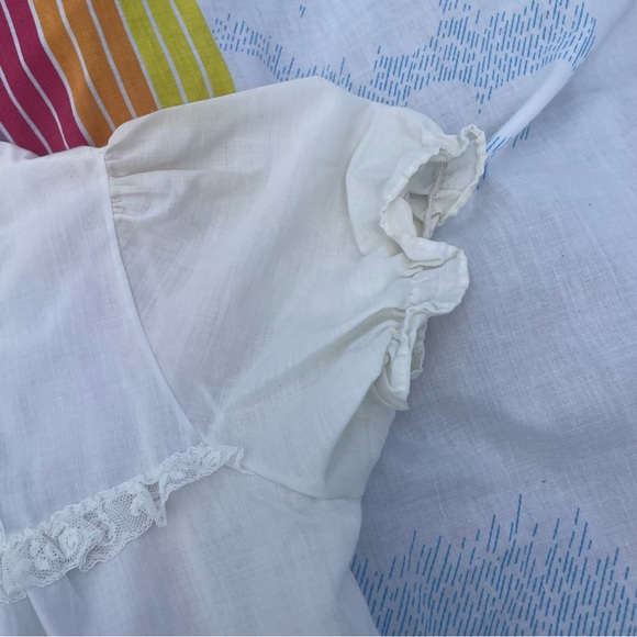 VINTAGE 70s WHITE SHEER LACE PEASANT TOP SIZE 8? COTTAGE CORE - Picture 3 of 5